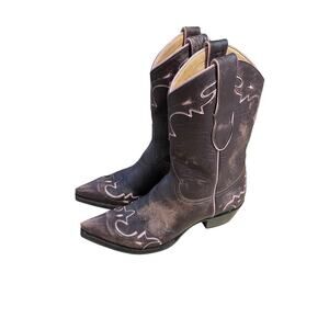 Vintage Old Gringo Women’s 7.5B Chocolate Brown Pink Leather Cowboy Boots